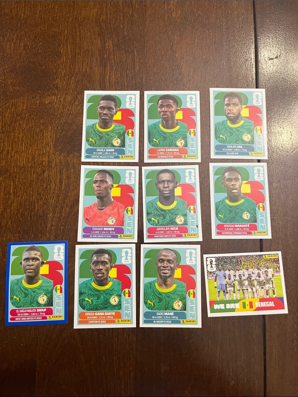 Panini Senegal FIFA World Cup Sticker Backs